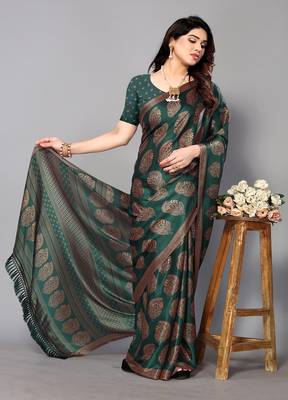 Fabmora Green Chiffon Printed Daily Wear Saree for Women 1
