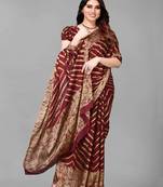 Maroon Printed Chiffon Daily Wear Saree With Blouse