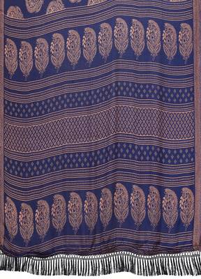 Blue Printed Chiffon Daily Wear Saree With Blouse 3