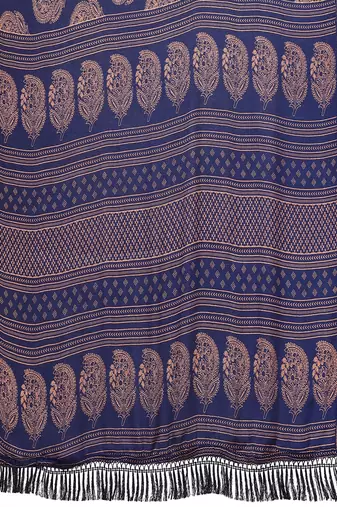 Blue Printed Chiffon Daily Wear Saree With Blouse