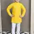Boys chikankari sequined viscose rayon floral kurta pyjama set for boys - yellow