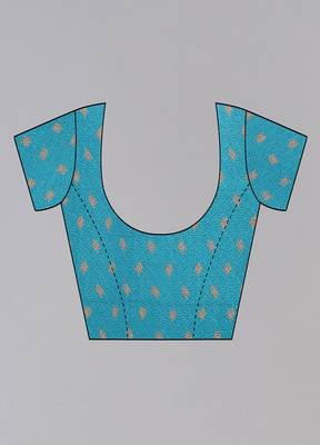 Blue Printed Chiffon Daily Wear Saree With Blouse 2