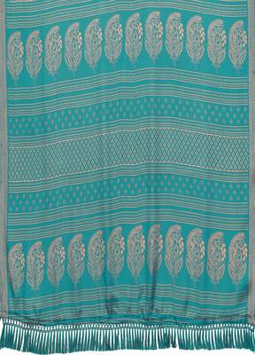 Blue Printed Chiffon Daily Wear Saree With Blouse 3