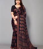 Black Printed Chiffon Daily Wear Saree With Blouse