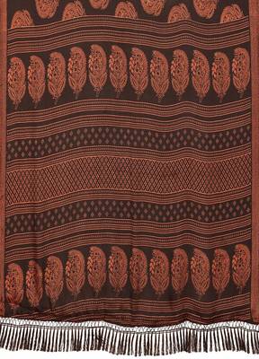 Brown Printed Chiffon Daily Wear Saree With Blouse 3