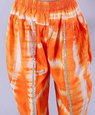 white girls cotton kurta and orange dhoti ethnic set 5