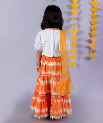 orange lehanga and white choli with dupatta ethnic set 2