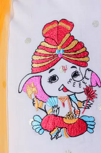 orange lehanga and white choli with dupatta ethnic set