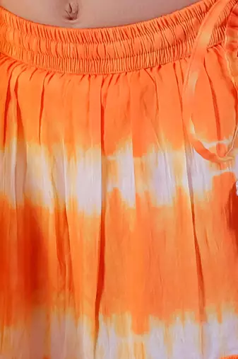 orange lehanga and white choli with dupatta ethnic set