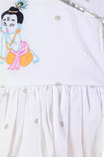  white girls cotton kurta and yellow dhoti ethnic set