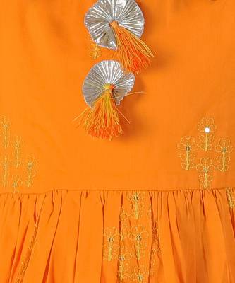 orange cotton kurta and white pyjama ethnic set 5