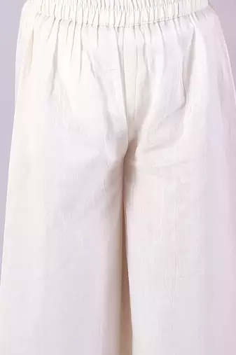 orange cotton kurta and white pyjama ethnic set