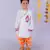 Janmashtami white boys cotton kurta and orange dhoti ethnic set