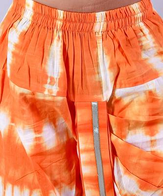Janmashtami white boys cotton kurta and orange dhoti ethnic set 5