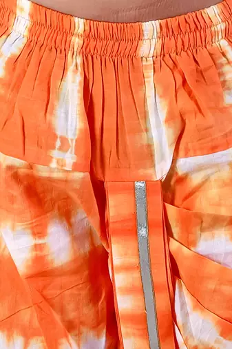 Janmashtami white boys cotton kurta and orange dhoti ethnic set