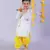 white boys cotton kurta and yellow dhoti ethnic set