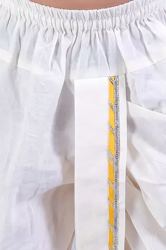 pink boys cotton kurta and white dhoti ethnic set
