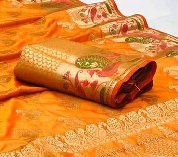 Koram Light Yellow Banarasi silk blend And Zari Work Saree With Blouse For Women 2
