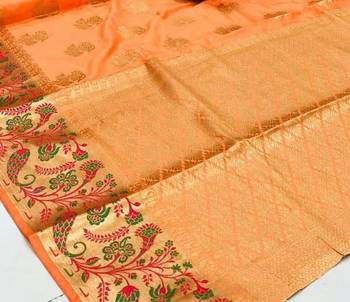 Koram Light Yellow Banarasi silk blend And Zari Work Saree With Blouse For Women 3