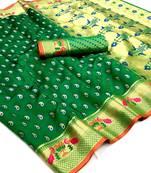 Koram Parrot Banarasi Patola Paithani Type Border With Exclusive Pallu Saree With Blouse For Women