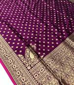 Koram Maroon Banarasi silk blend Saree And Weaving Gold Zari Saree With Blouse For Women