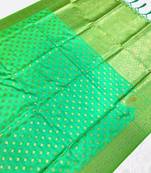Koram Parrot Banarasi silk blend Saree And Weaving Gold Zari Saree With Blouse For Women