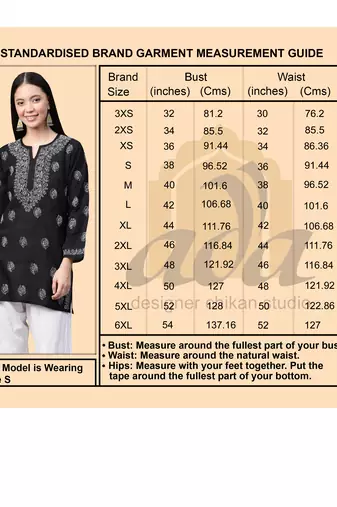 Hand Embroidered Black Cotton Lucknowi Chikankari Short Kurti