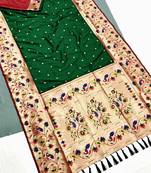 Koram Light Green Kanjivarm Paithani Silk Saree Mina Kari Border And Rich Pallu Saree With Blouse For Women