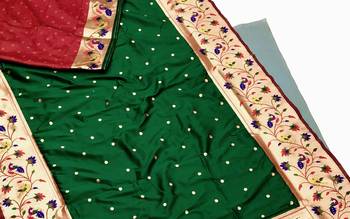 Koram Light Green Kanjivarm Paithani Silk Saree Mina Kari Border And Rich Pallu Saree With Blouse For Women 3