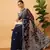 Hand Embroidered Navy Blue Georgette Lucknowi Chikankari Indian Women Saree With Blouse