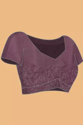Ada hand embroidered wine georgette lucknowi chikankari indian women saree with blouse - a311381