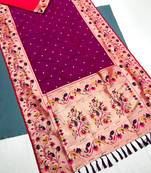 Koram Lavender Kanjivarm Paithani Silk Saree Mina Kari Border And Rich Pallu Saree With Blouse For Women
