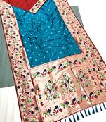 Koram Teal Kanjivarm Paithani Silk Saree Mina Kari Border And Rich Pallu Saree With Blouse For Women