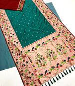 Koram Rama Kanjivarm Paithani Silk Saree Mina Kari Border And Rich Pallu Saree With Blouse For Women