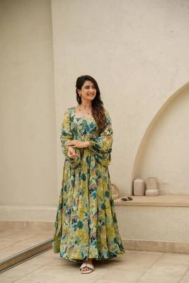 Multy smart and looks chinon graceful partywear gown 1