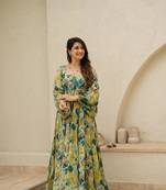 Multy smart and looks chinon fabric graceful partywear gown