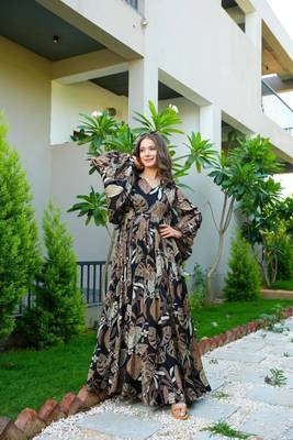 Black smart and looks chinon graceful partywear gown 1