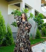 Black smart and looks chinon fabric graceful partywear gown