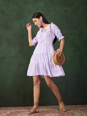 Purple viscose fabric solid designer  fancy girlie designer dress 1