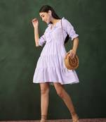 Purple viscose fabric solid designer  fancy girlie designer dress