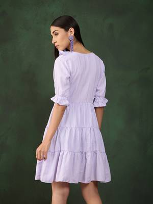 Purple viscose fabric solid designer  fancy girlie designer dress 2