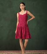 Maroon chinon fabric designer foil printed fancy girlie designer dress