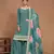 Teal embroidered roman silk semi stitched sharara suit