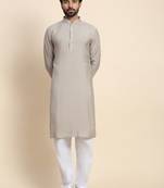 Grey viscose rayon designer festive wear kurta payjama for rich traditional indian looks