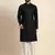 Black cotton sequins embroidery work smart and ethnic indian traditional looks men's kurta pajama
