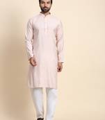 Light pink viscose rayon designer festive wear kurta payjama for rich traditional indian looks