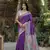 Purple tussar silk blend c Saree With Ethnic Bandhani And Madhubani Print