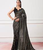 Black Georgette c Saree With Girlie Style Sequance Embroidery Work