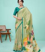 Pista Crape Soft Silk c c Designer Digital Printed Graceful Partywear Saree