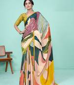 Multi Crape Soft Silk c c Designer Digital Printed Graceful Partywear Saree